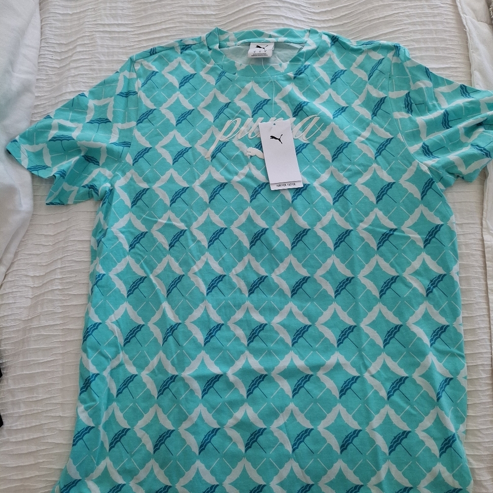 NWT Puma Men's Turquoise Patterned Tee